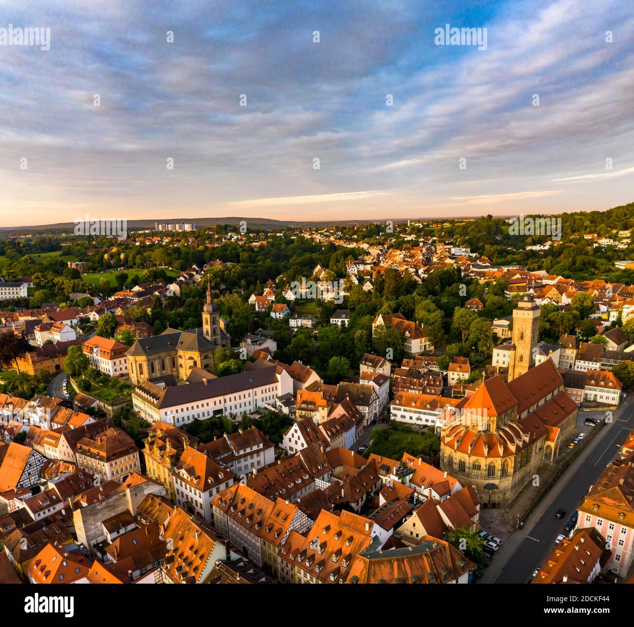 Luftaufnahme, Altstadt Bamberger Dom mit neuem Wohnsitz, Bamberg, Oberfranken, Bayern, Deutschland Stockfoto