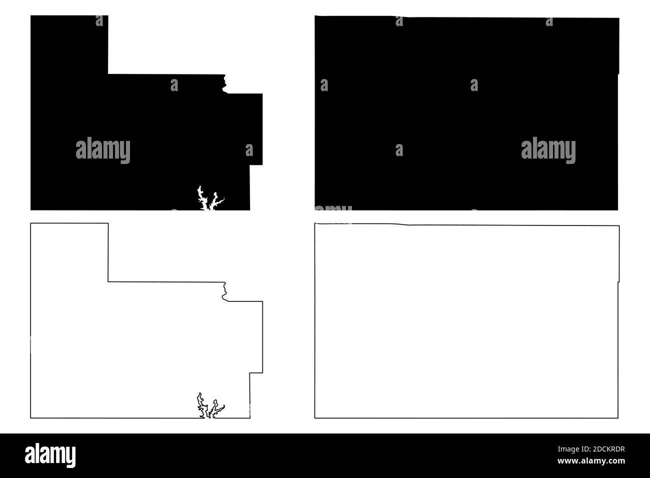 Carter und Cimarron County, Oklahoma State (U.S. County, United States of America, USA, U.S., US) Kartenvektordarstellung, Skizzenkarte Stock Vektor