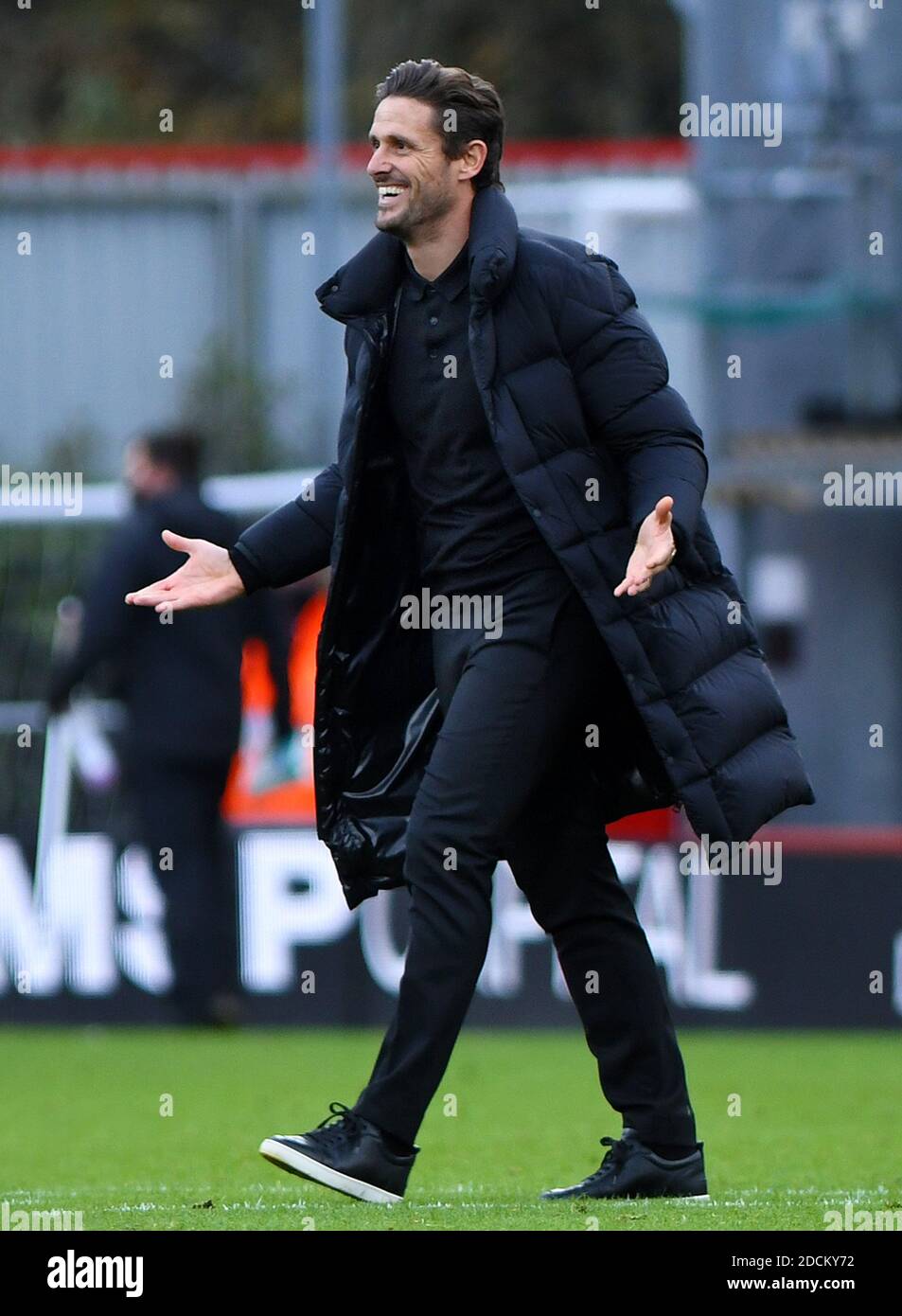 AFC Bournemouth Manager, Jason Tindall feiert in Vollzeit - AFC Bournemouth gegen Reading, Sky Bet Championship, Vitality Stadium, Bournemouth, Großbritannien - 21. November 2020 nur zur redaktionellen Verwendung - es gelten die DataCo-Einschränkungen Stockfoto
