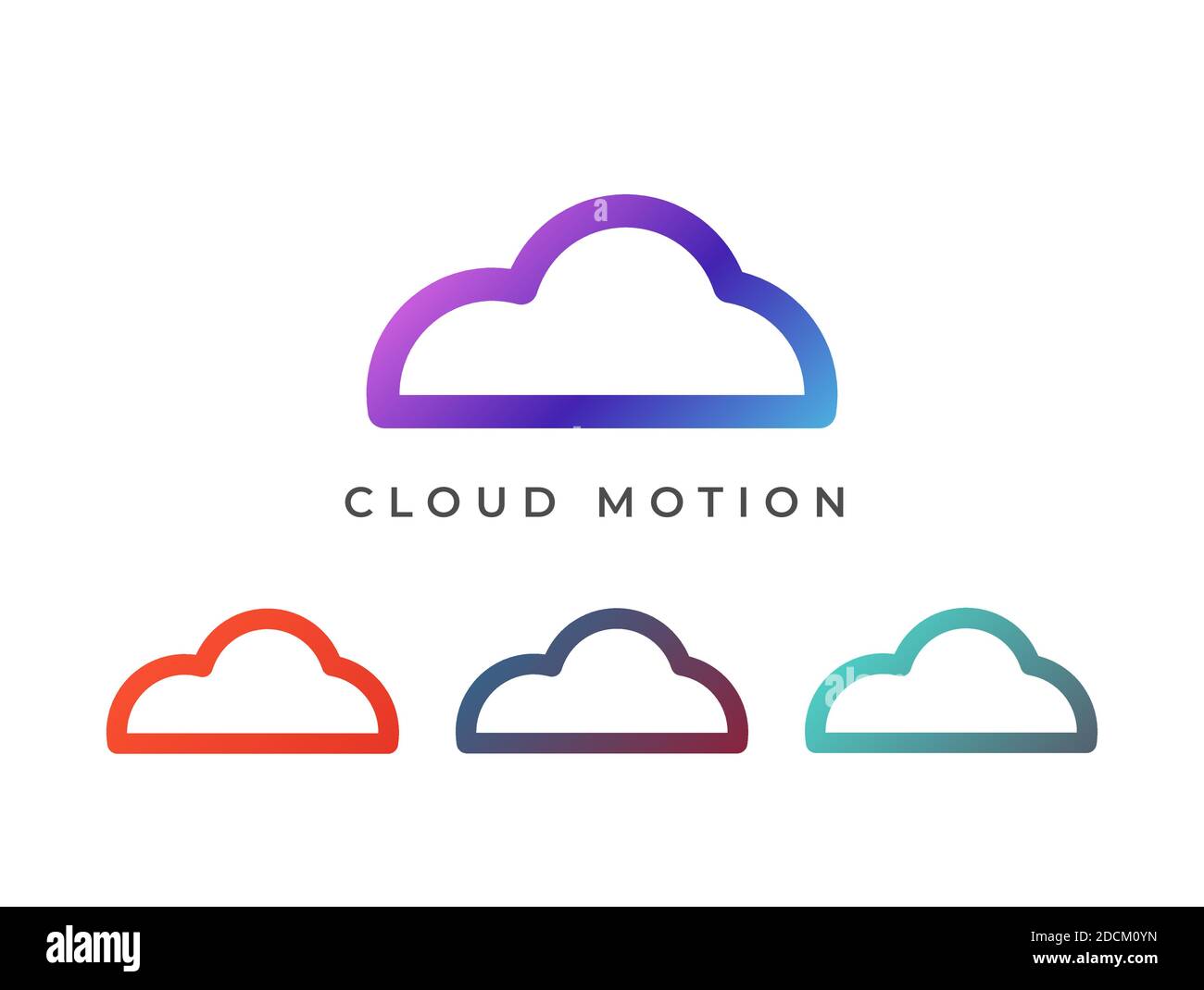 Wolke Form Kontur Linie Verlauf Logo Design Vektor-Vorlage mit Verschiedene Farbkombinationen Stock Vektor
