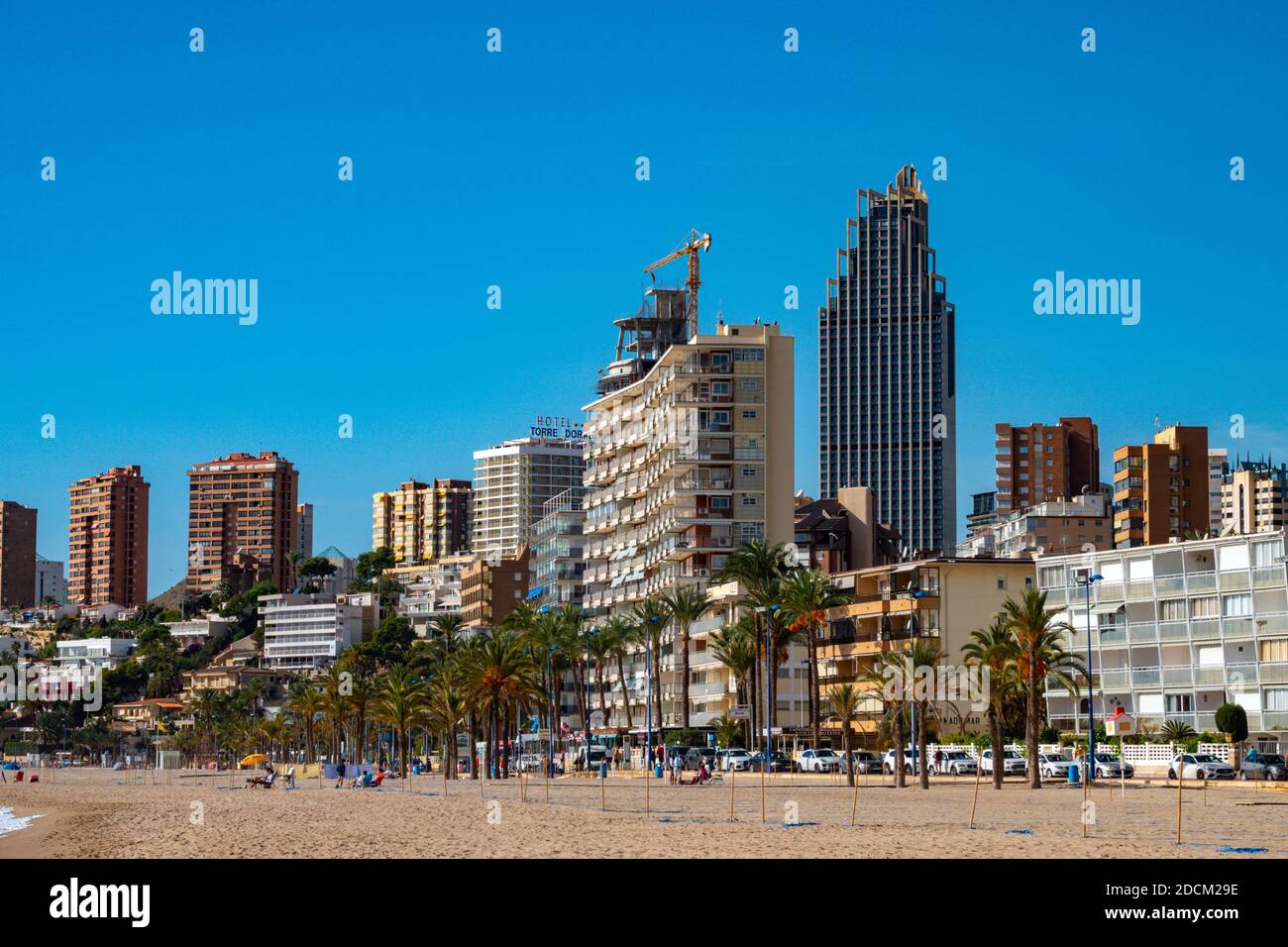 Das beliebte Urlaubsziel und Wintersonnenort von Benidorm, Costa Blanca, Spanien Stockfoto