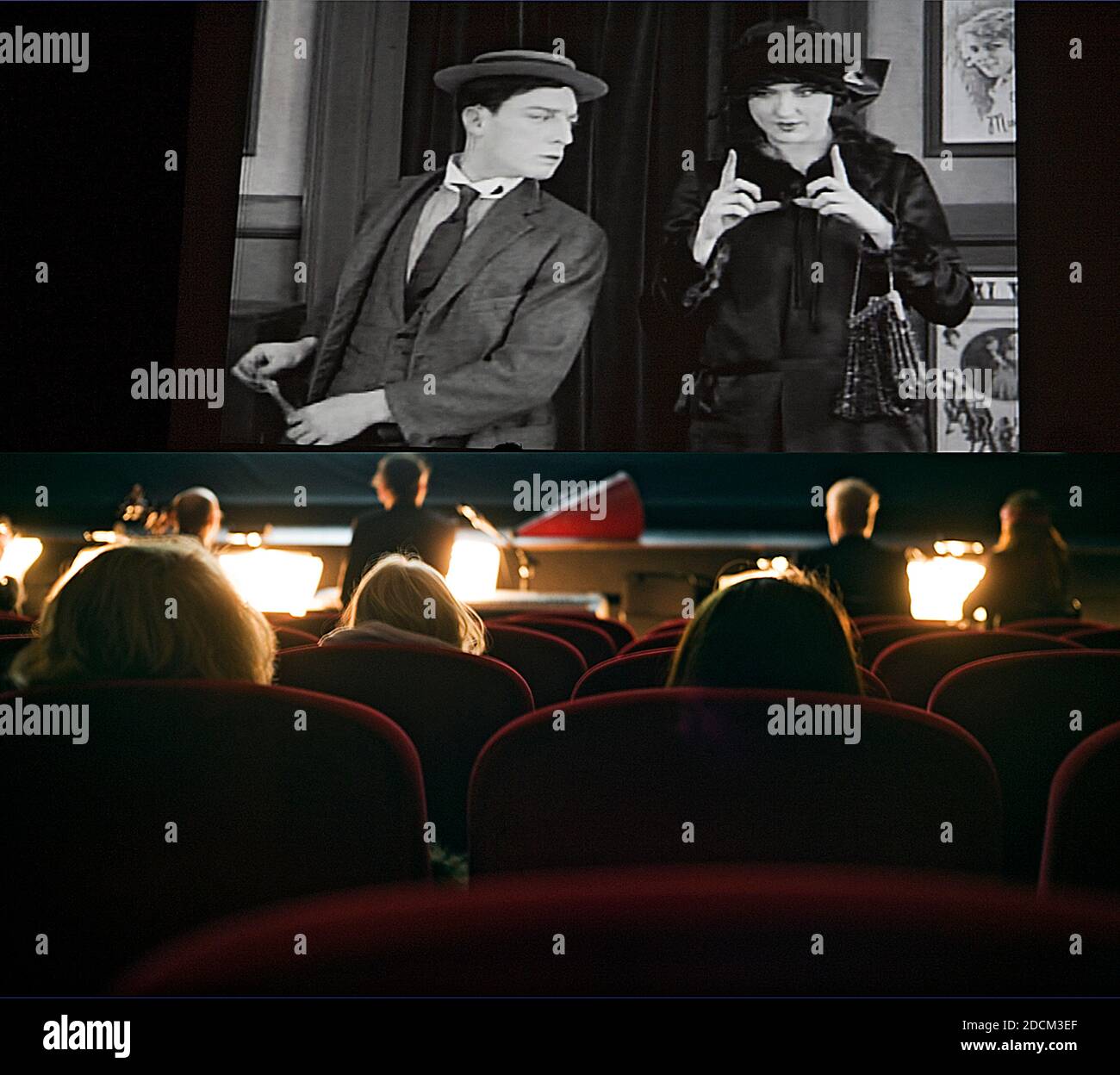 Orchester aus dem Szenkonst sormland spielen mit zu einer Kinovorführung Des neu aufgeschauten Stummfilms Stockfoto