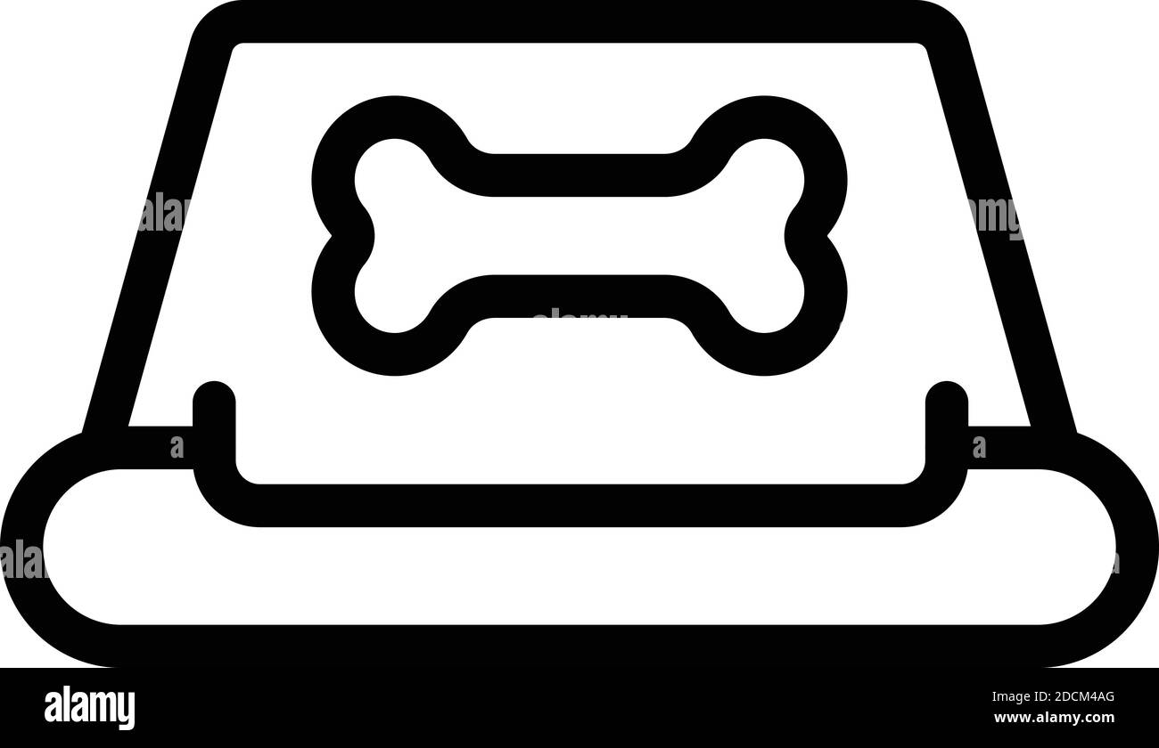 Symbol für Hundegeschirr. Outline Dog Dish Vektor-Symbol für Web-Design isoliert auf weißem Hintergrund Stock Vektor