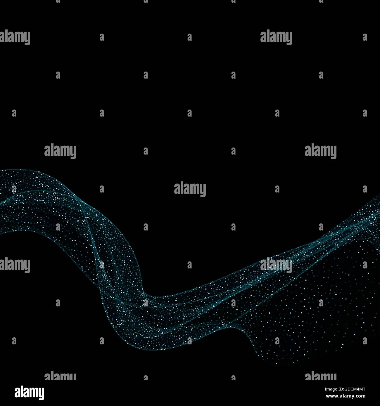 Blau funkelt fließende Welle mit dunklem Hintergrund Stockfoto