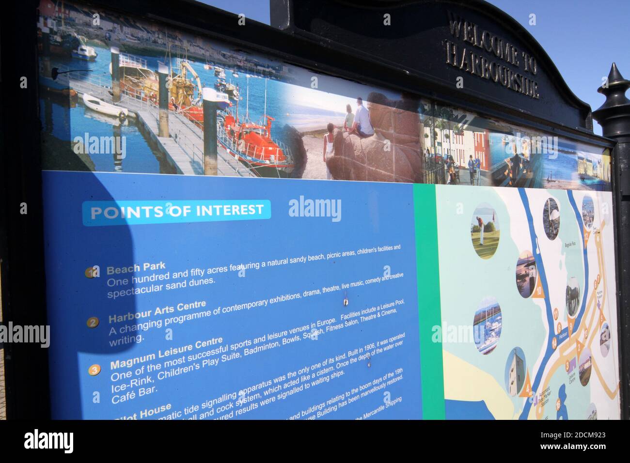 Irvine Tourist Information Board am Hafen, North Ayrshire, Schottland, Großbritannien Stockfoto