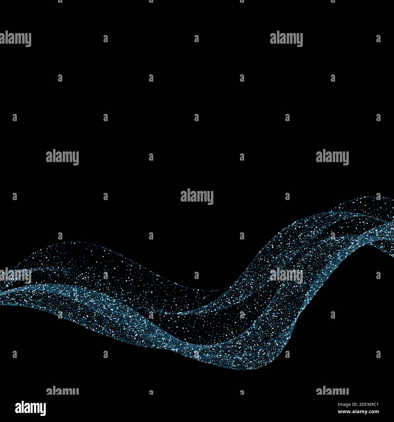 Blau funkelt fließende Welle mit dunklem Hintergrund Stockfoto