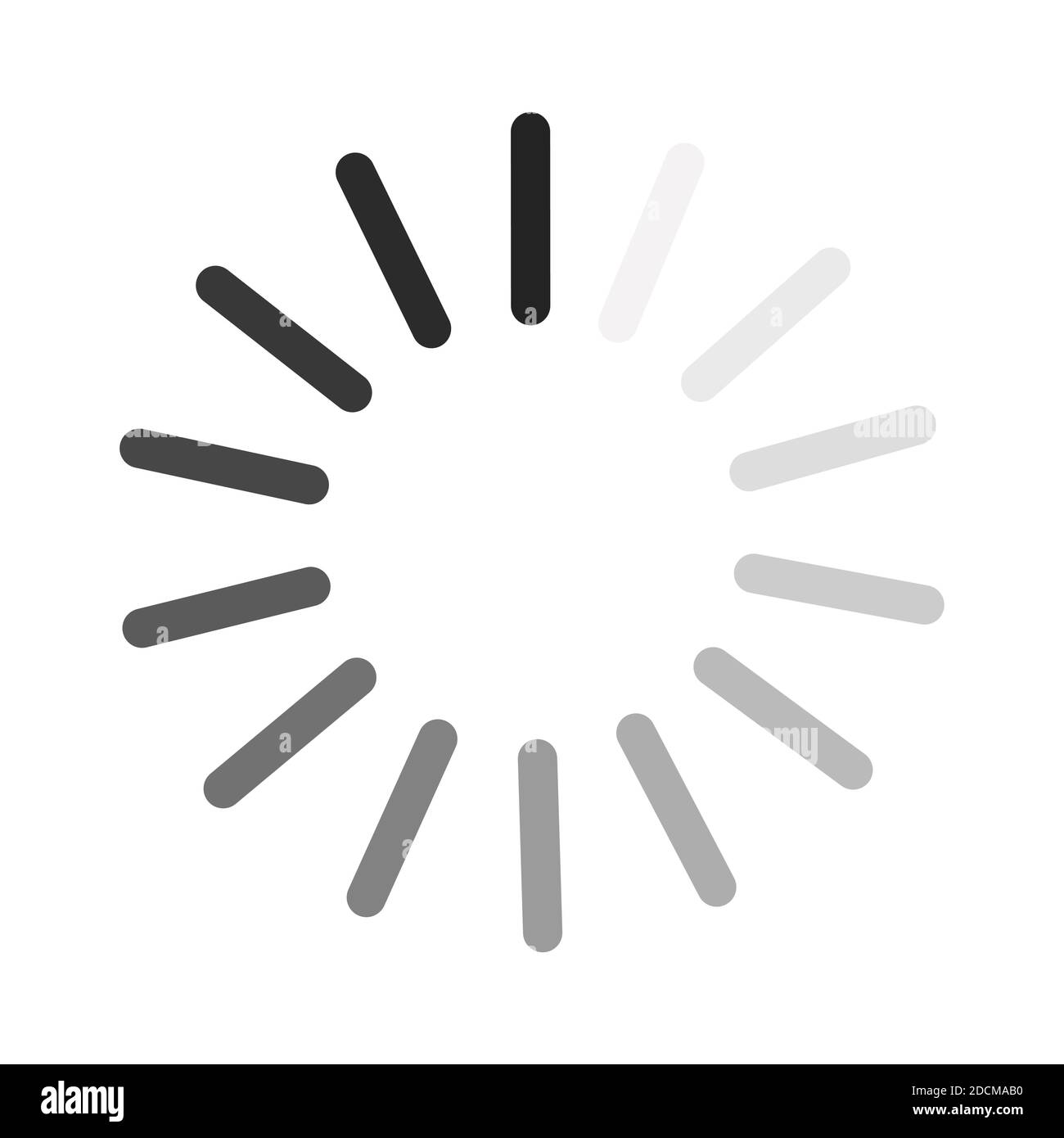 Vektorsymbol wird geladen. Download-Bar-Symbol auf weißem Hintergrund. Kreis Fortschrittsanzeige in einfachen Stil Stock Vektor