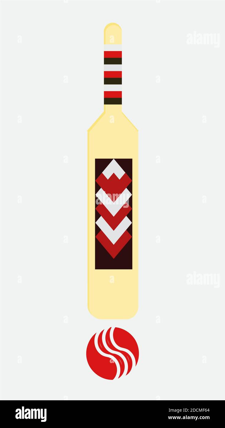 Bild von einer gelben Farbe Cricket Fledermaus Vektor Grafik-Design mit in roter Farbe Ball. Stockfoto