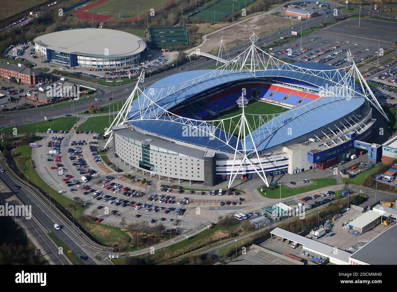 University of Bolton Stadium, ehemals Reebok Stadium, Heimstadion des Bolton Wanderers FC, von The Air Stockfoto