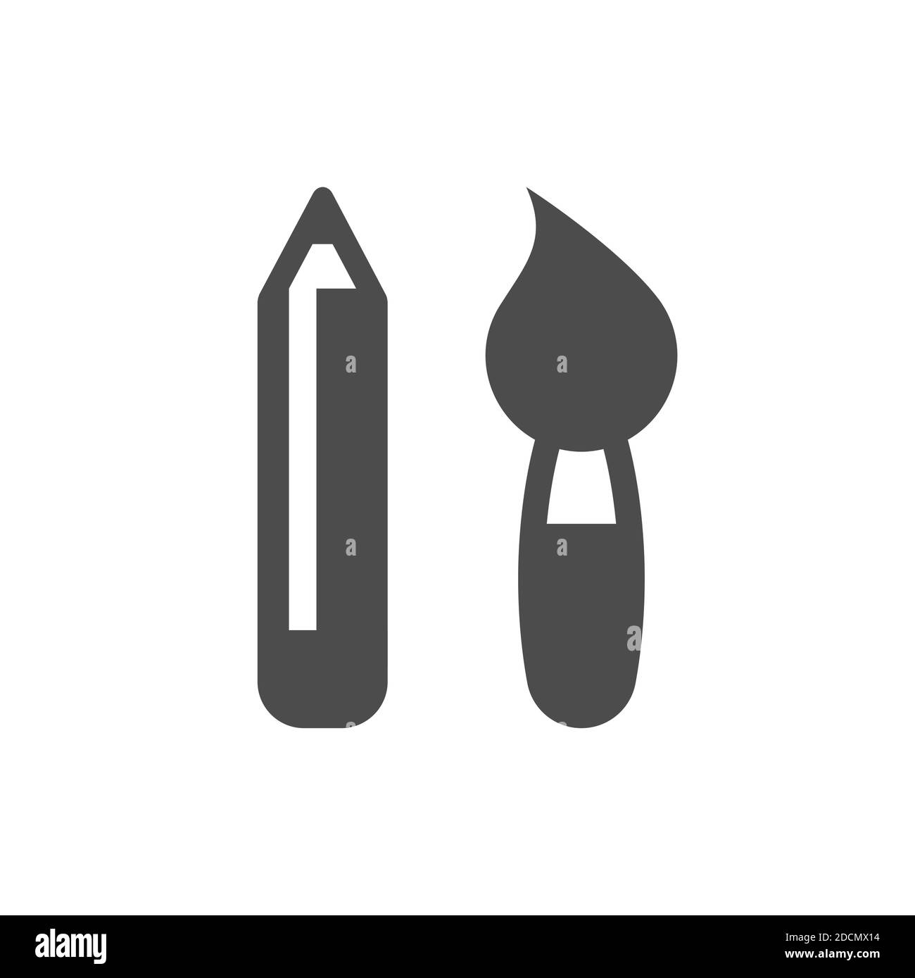 Pinsel und Bleistift schwarz Vektor-Symbol. Symbole für Glyphen-Piktogramme. Stock Vektor