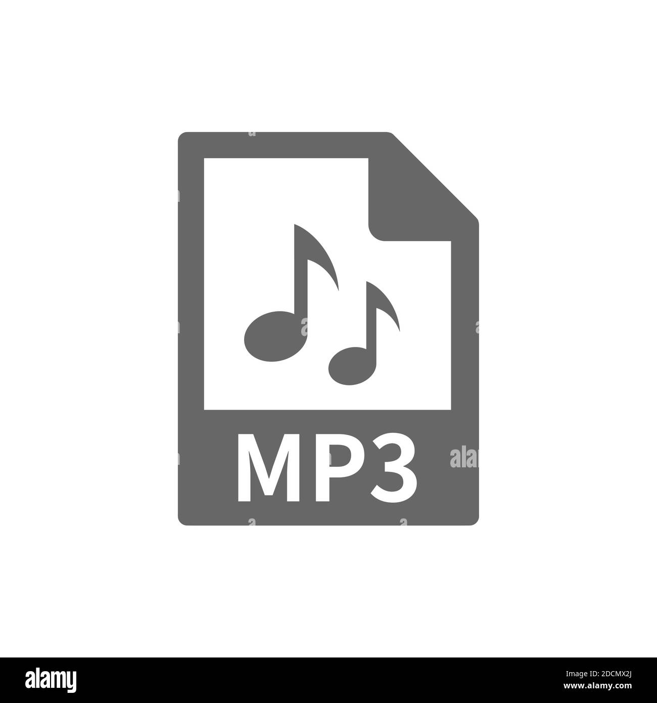 Vektorsymbol für MP3-Dateiformat. Musikdatei mit Notizen Web-Taste. Stock Vektor