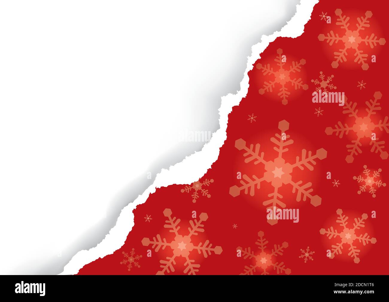 Weihnachten zerrissenes Papier, roter Hintergrund mit Schneeflocken. Illustration von roten diagonalen zerrissenen Papier Hintergrund mit Platz für Ihren Text oder Bild. Stock Vektor