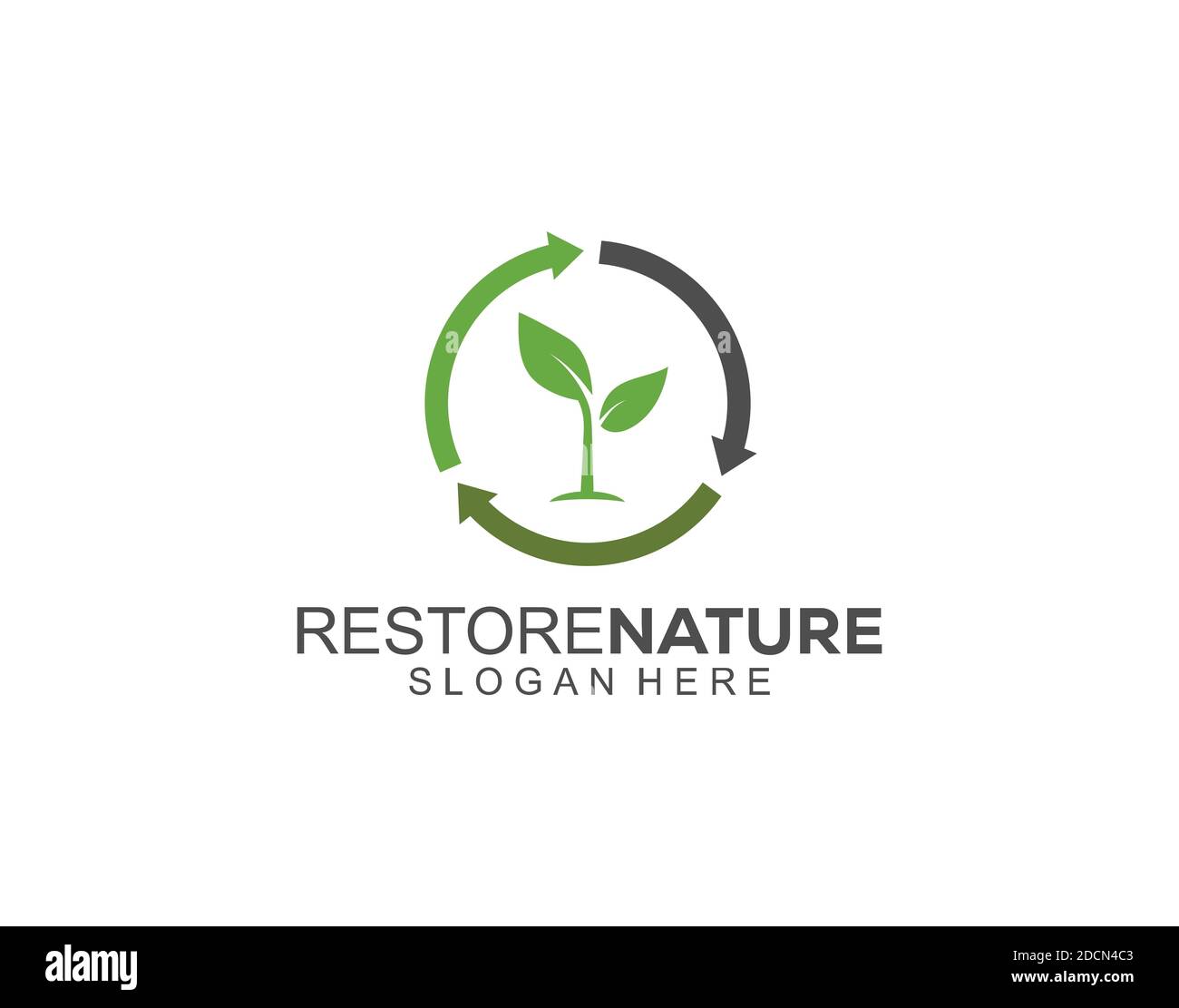 Symbol Wiederherstellung Natur einfach kreativ Logo Design elegant. Stockfoto