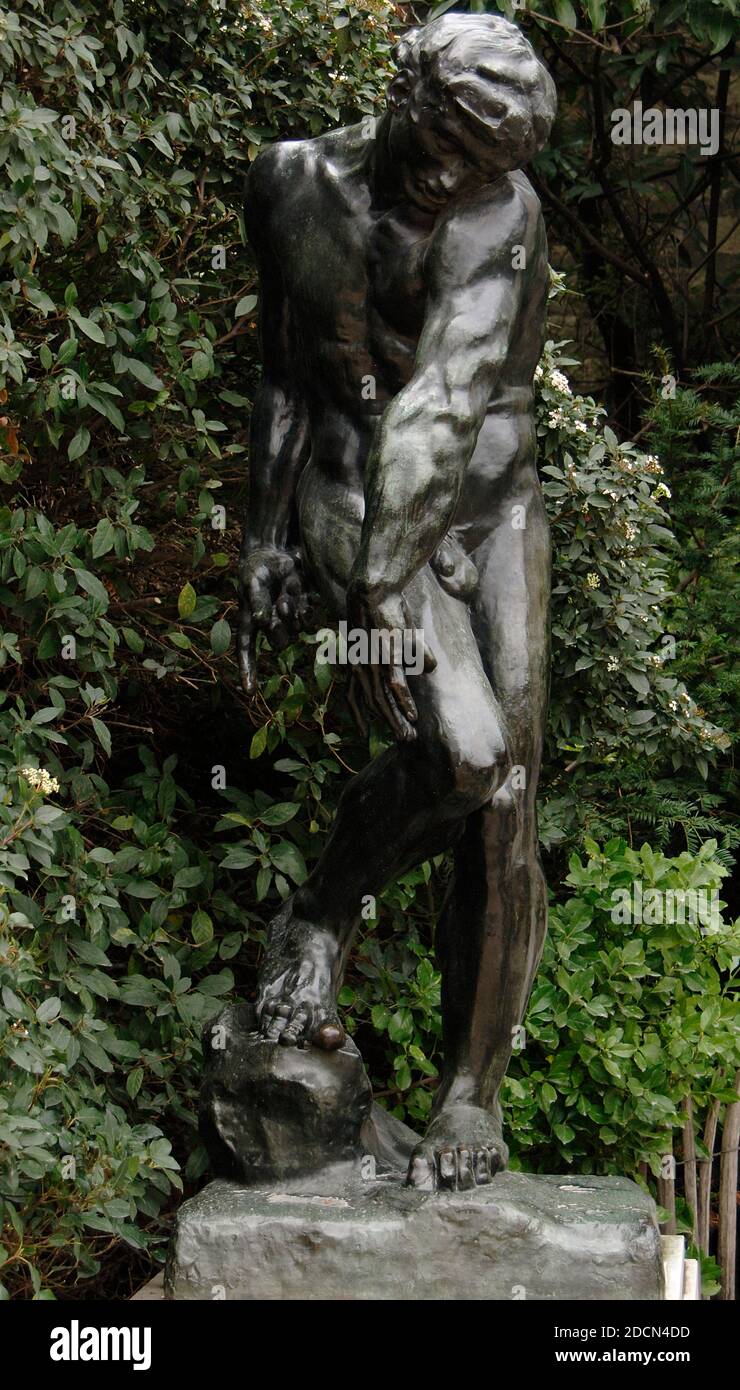 Auguste Rodin (1840-1917). Französischer Bildhauer. Adam, 1880-1881. Bronze. Garten der Skulpturen. Rodin Museum. Paris. Frankreich. Stockfoto