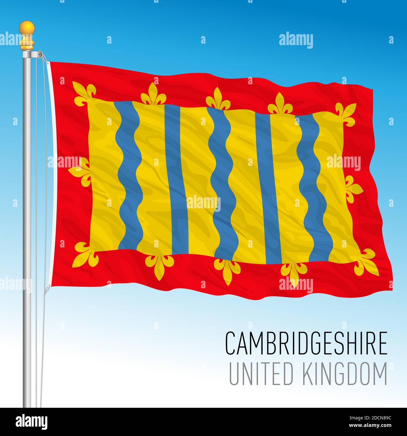 Cambridgeshire County flag, Vereinigtes Königreich, Vektorgrafik Stock Vektor