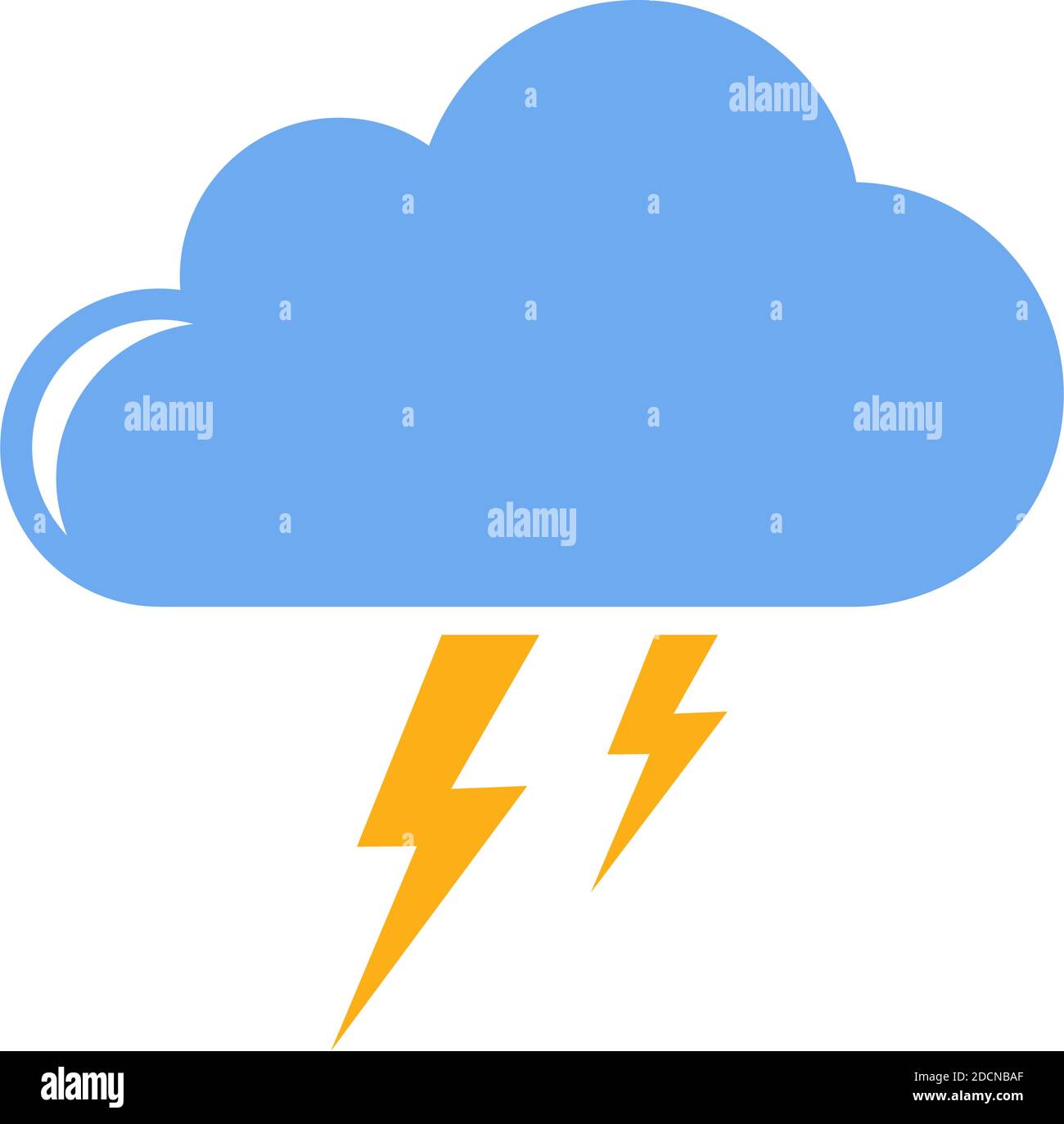 Gewitterwolke mit Donner für stürmisches Wetter flaches Design-Symbol Symbol Stock Vektor