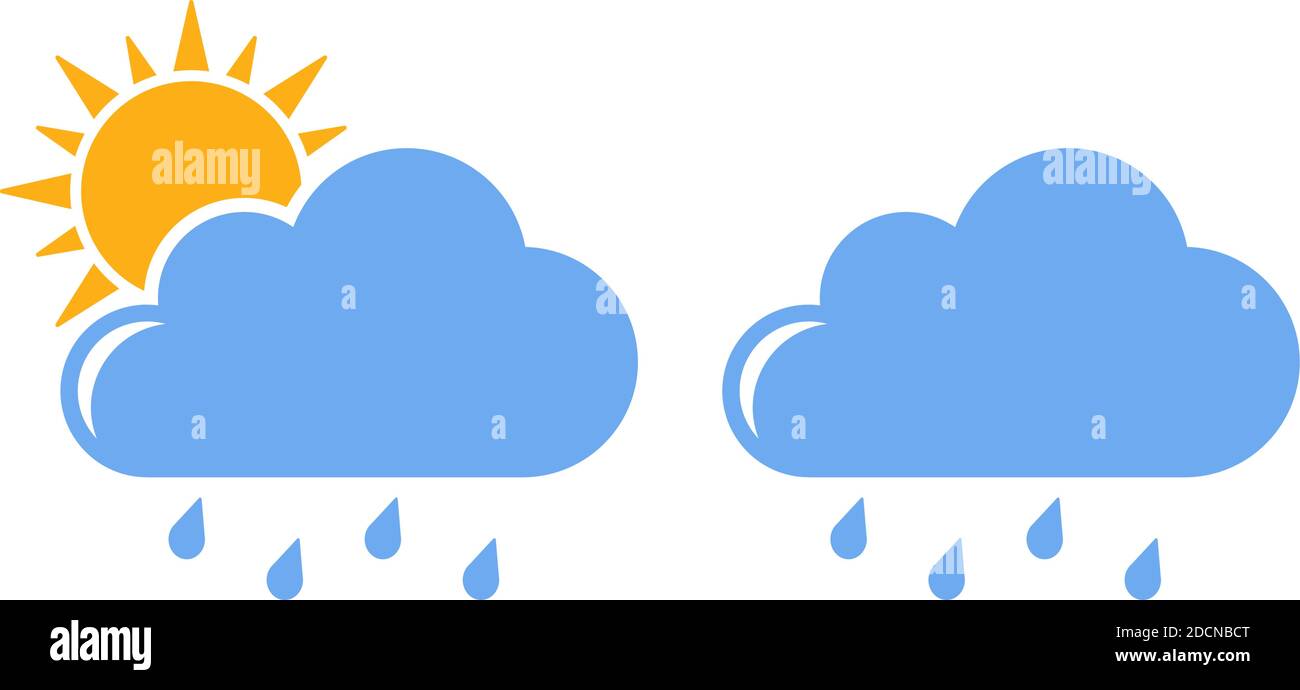 Wolkensymbol für regnerisches und bewölktes Wetter flaches designvektor-Symbol Stock Vektor