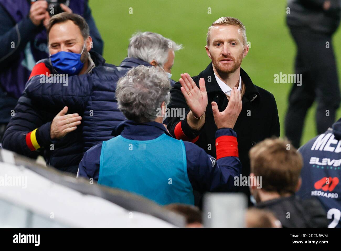 Gents Assistenztrainer Wim De Decker feiert nach einem Fußballspiel zwischen Sporting Charleroi und KAA Gent, Sonntag, 22. November 2020 in Charleroi, ON Stockfoto
