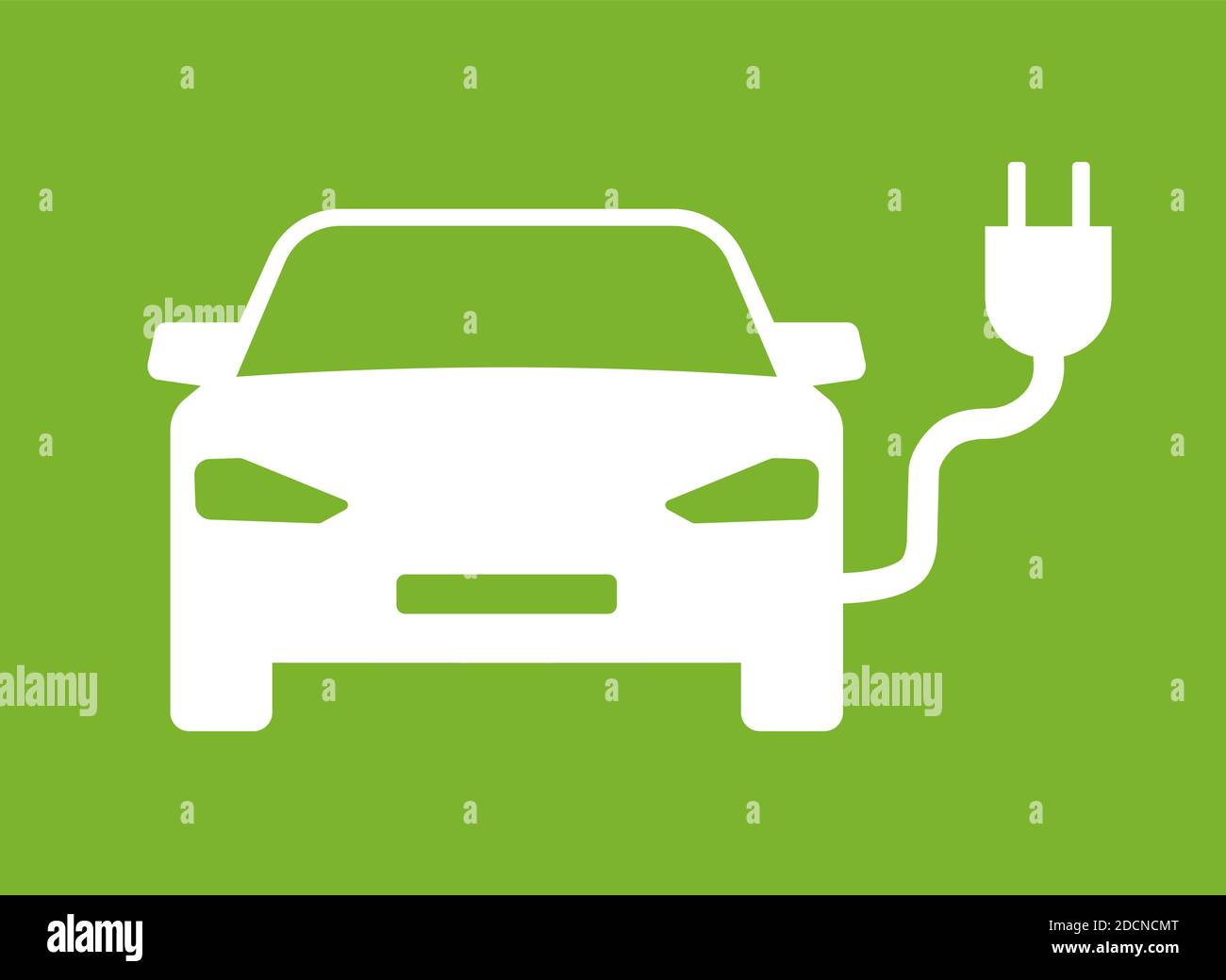 Elektroauto mit Ladesymbol auf grünem Hintergrund Stock Vektor