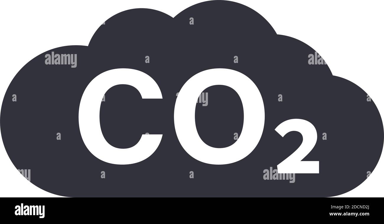 CO2-Emissionssymbol mit flachem Wolkensymbol Stock Vektor