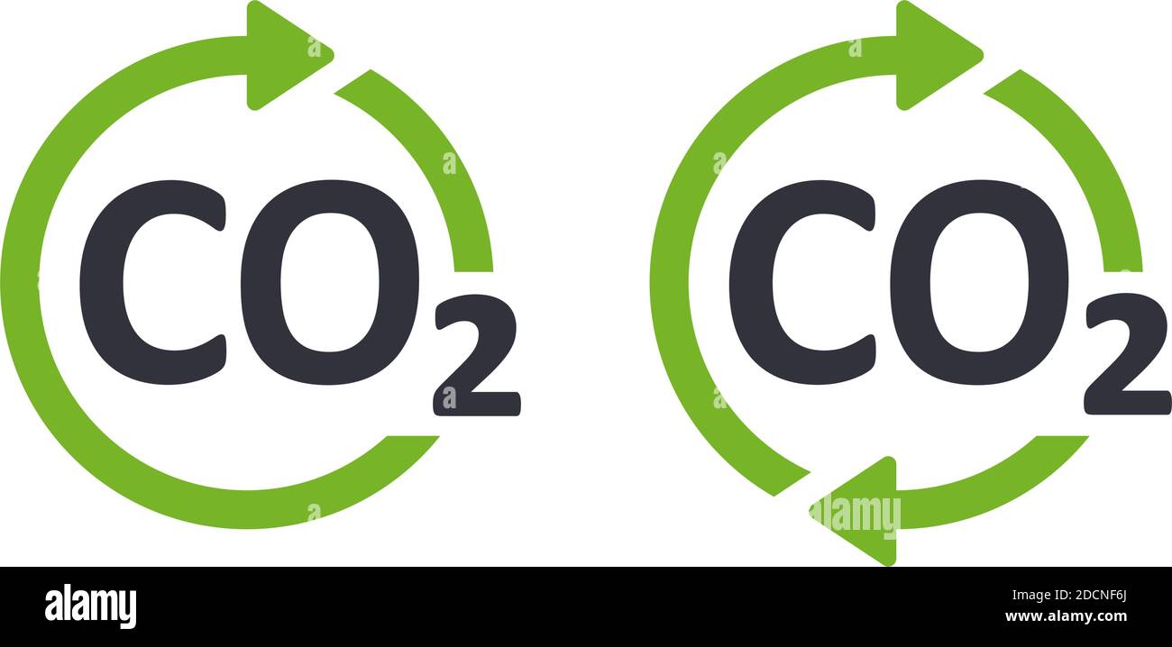 CO2-Zyklussymbol grüne Vektordarstellung des Umweltsymbols Stock Vektor