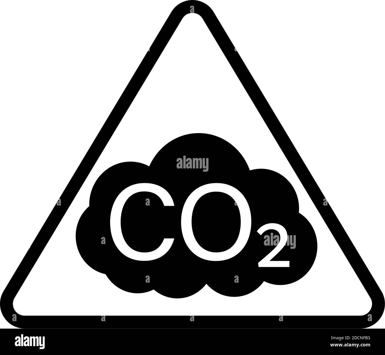 CO2-Symbol mit Warnsymbol für das Dreieck der Wolke Stock Vektor