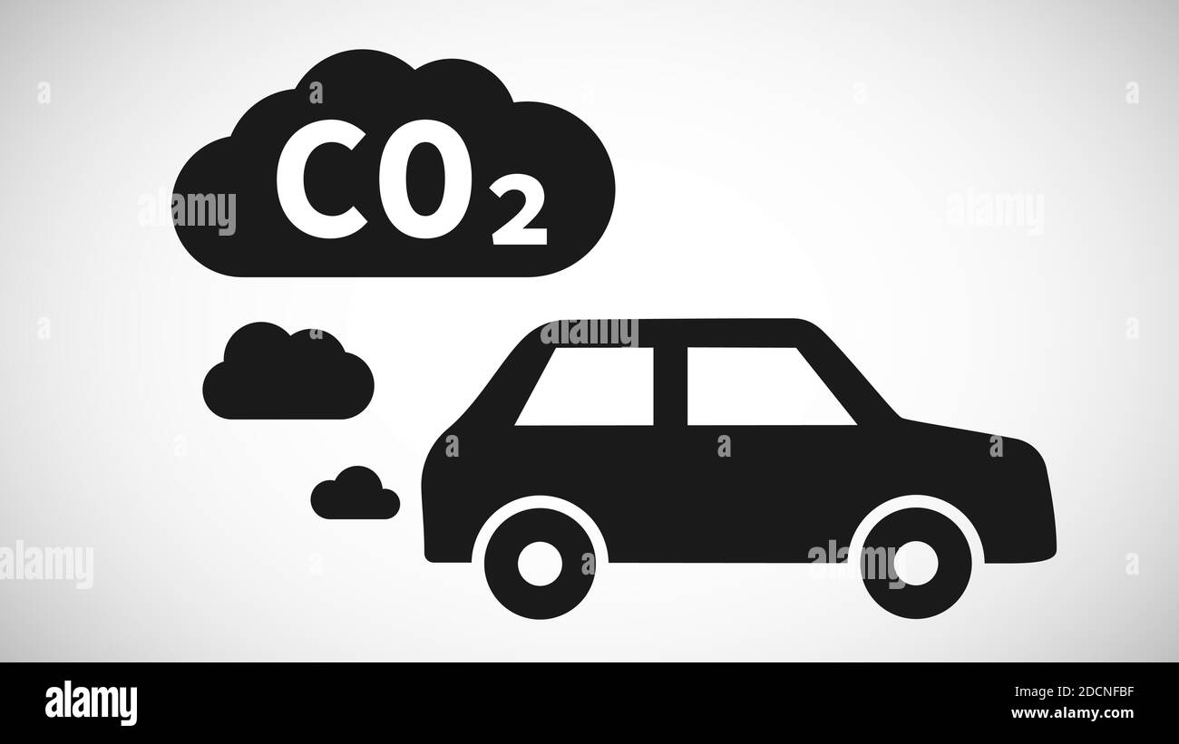 Autoverkehr mit CO2-Abgaswolken Symbol Abgasverschmutzung Warnung Symbolvektordarstellung Stock Vektor