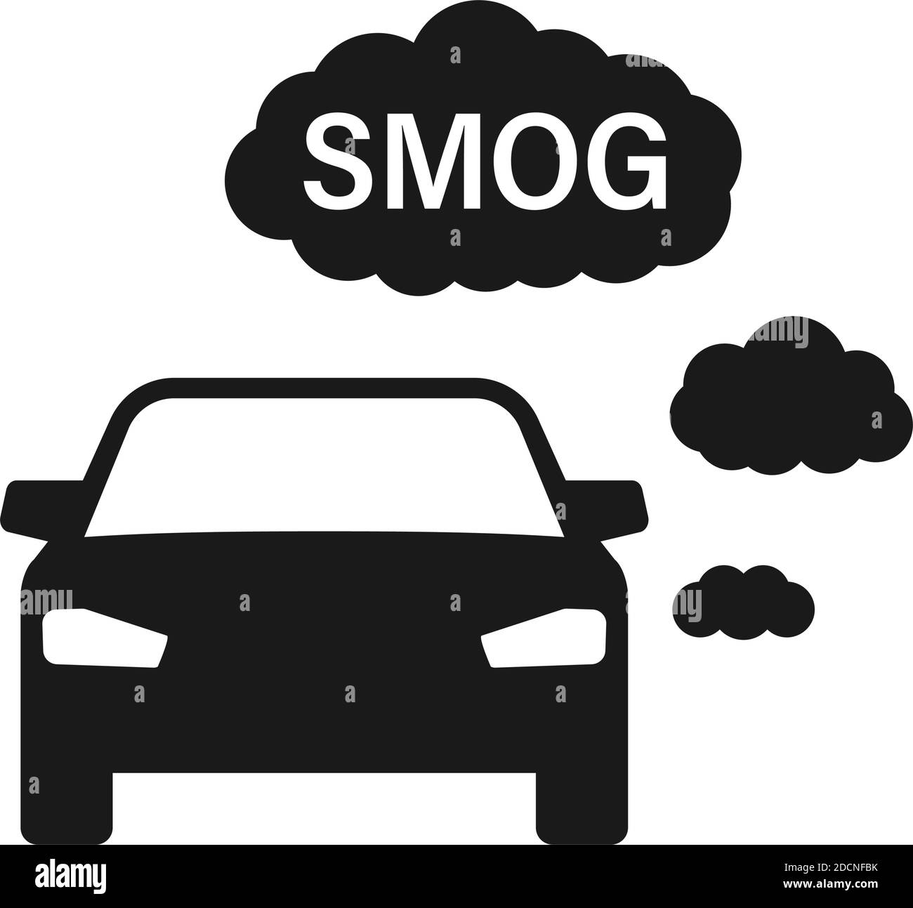 Auto mit Smog Auspuff Wolken Symbol Verschmutzung Warnung Symbol Vektor Abbildung Stock Vektor
