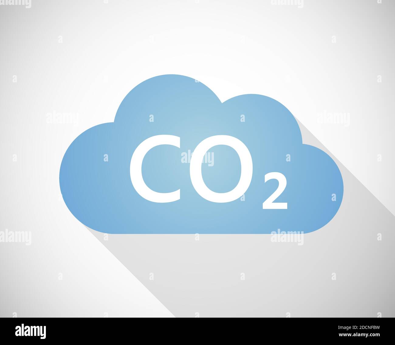 Symbol für CO2-Luftverschmutzung mit blauem flachem Symbol in Wolkenform Stock Vektor