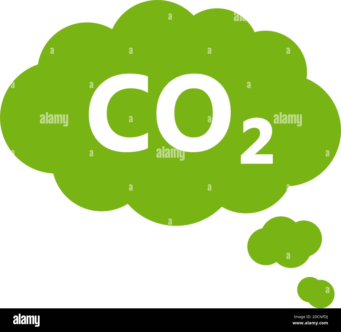 CO2-Emissionssymbol mit wolkengrünem flachen Symbol Stock Vektor