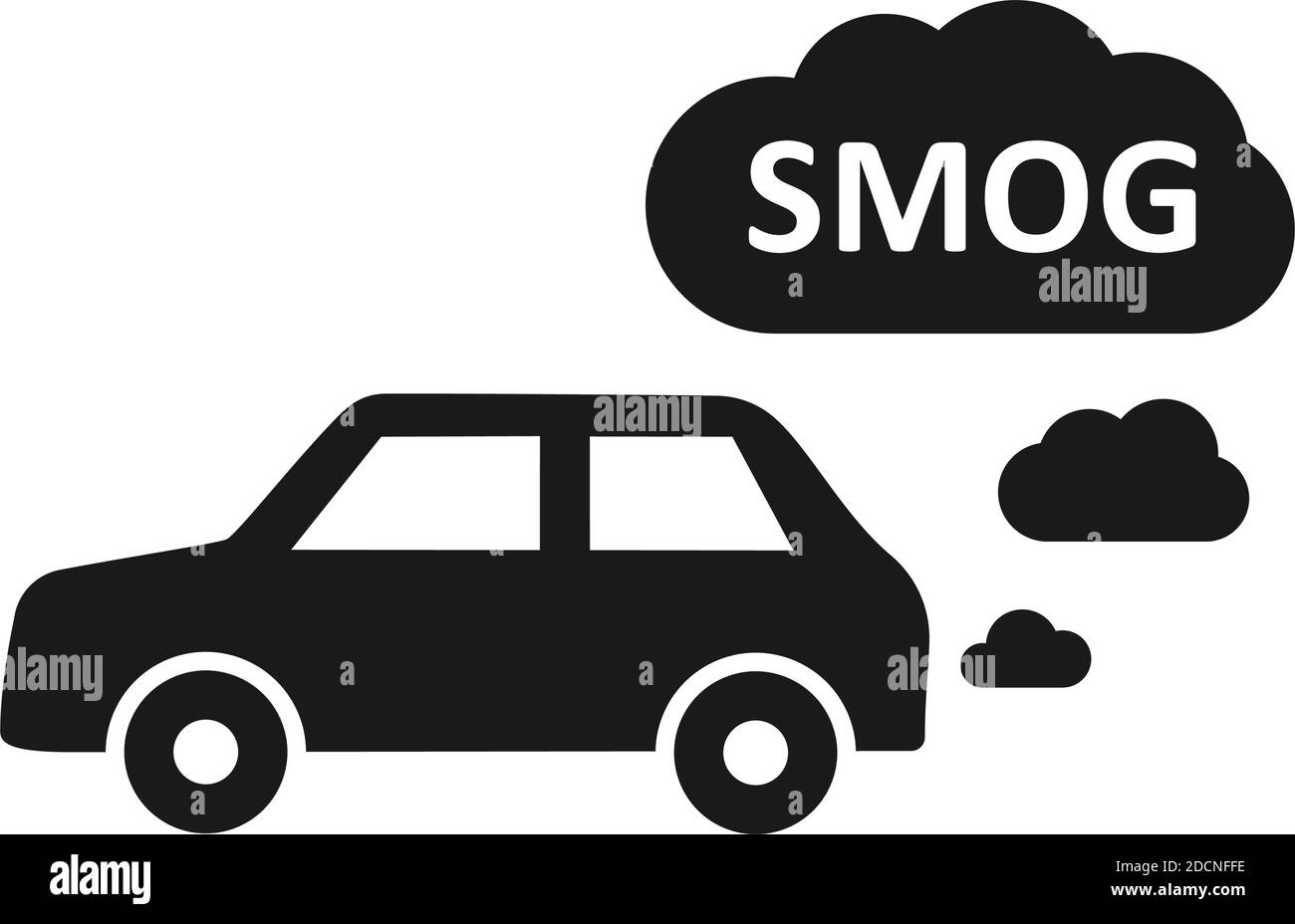 Autoverkehr mit Smog Auspuff Wolken Symbol Verschmutzung Warnung Symbol vektorgrafik Stock Vektor