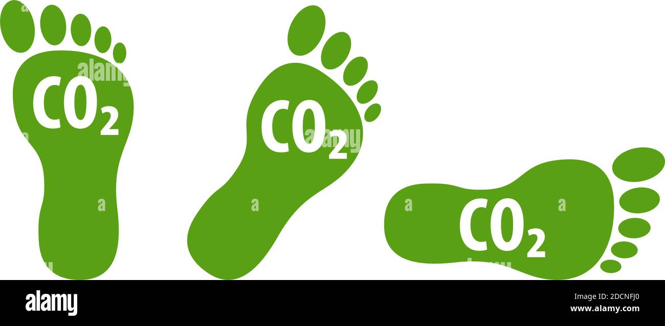 CO2 ökologischen Fußabdruck Symbole grün Öko Symbole Silhouetten Vektor Illustration Stock Vektor