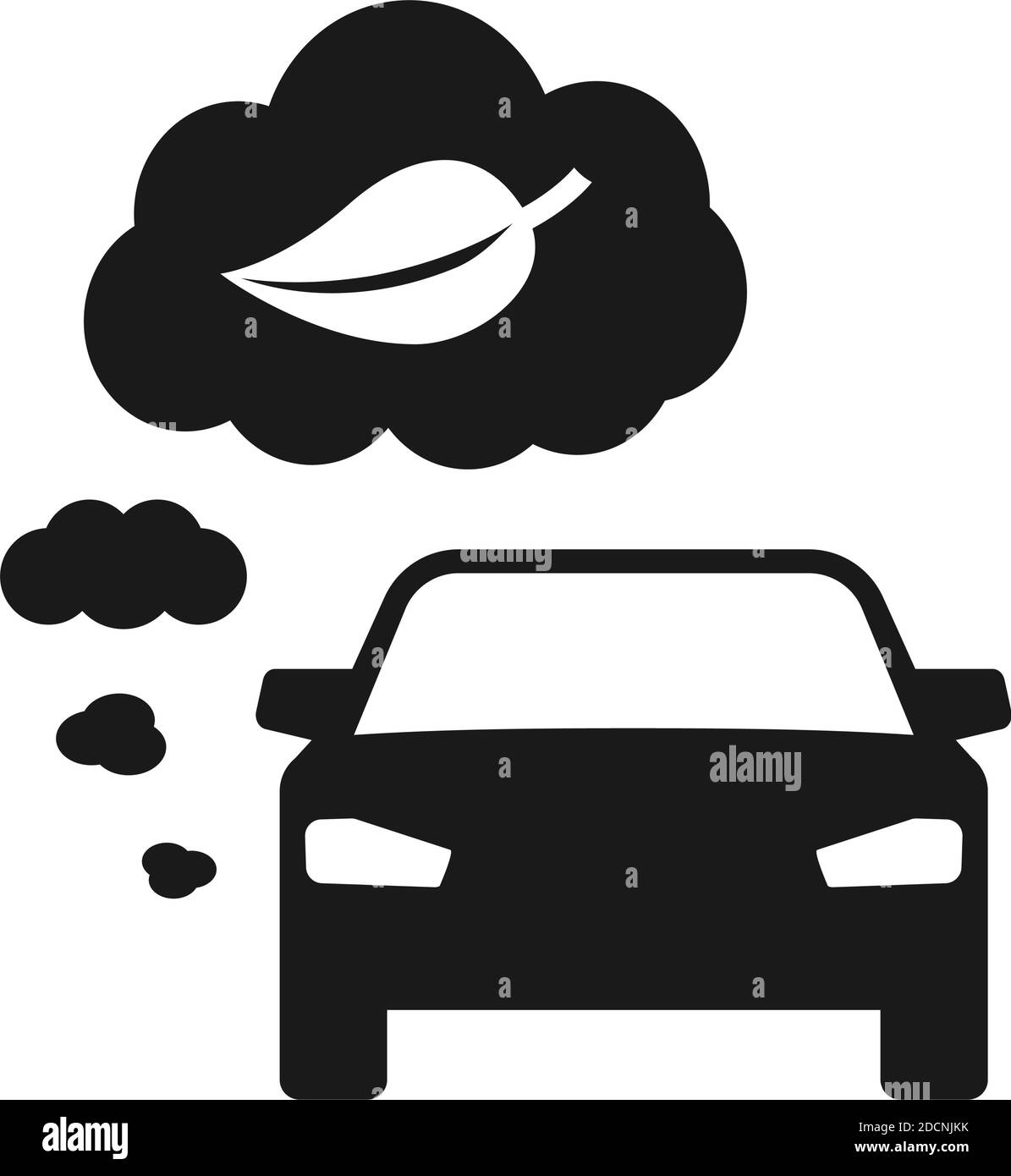Kraftstoffverbrauch Autos Hybrid-Auto mit Auspuff Wolke Symbol Vektor Abbildung Stock Vektor