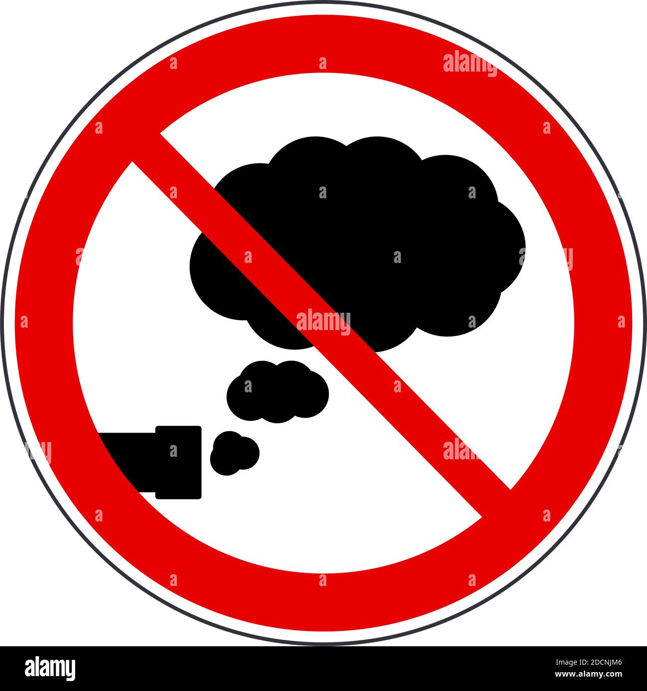 Auto Abgas Smog Verschmutzung Wolke Verbot oder verboten Zeichen oder Symbolvektordarstellung Stock Vektor