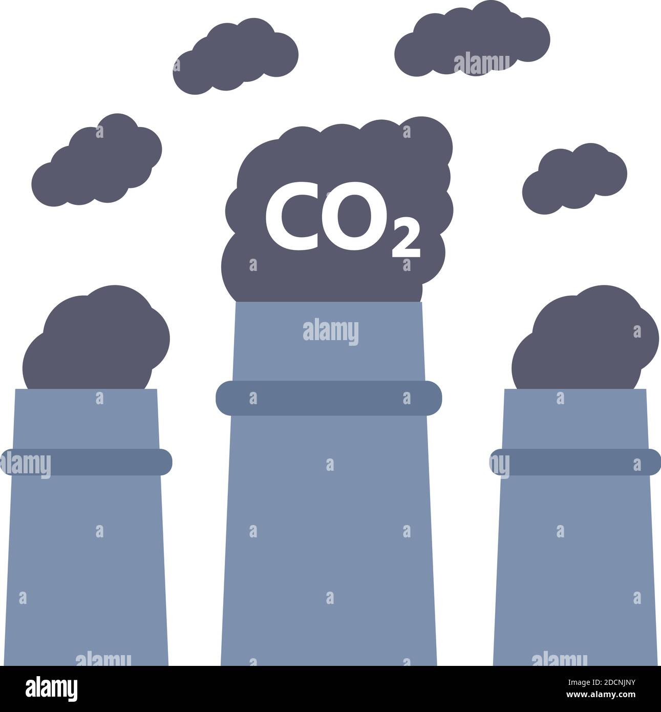 Industrie Schornsteine mit Verschmutzung CO2 Wolken Symbol oder Symbol Vektor Abbildung Stock Vektor
