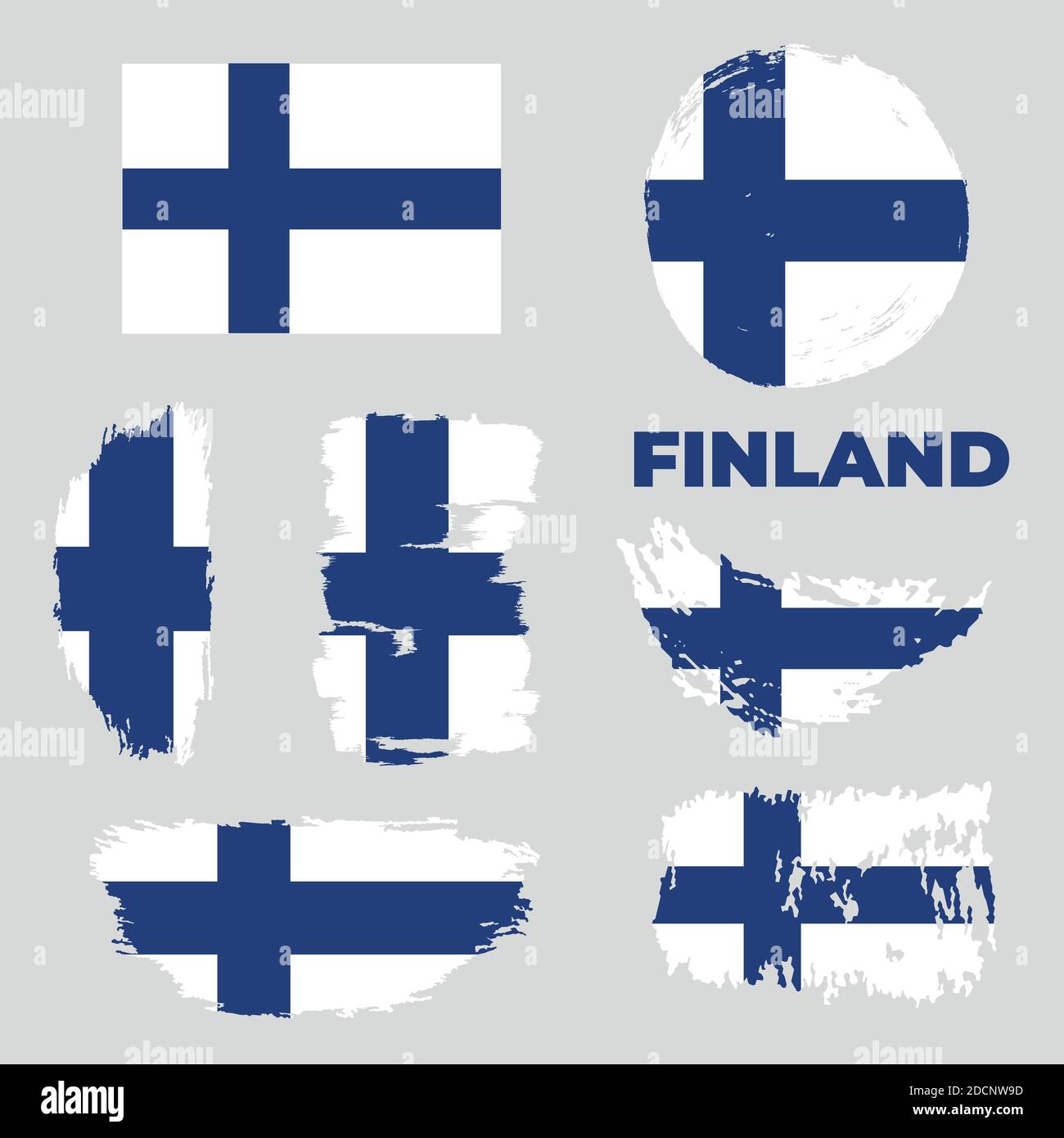 Flagge Finnlands. Skandinavisches Land. Banner mit zerkratzter Textur, grunge. Stock Vektor