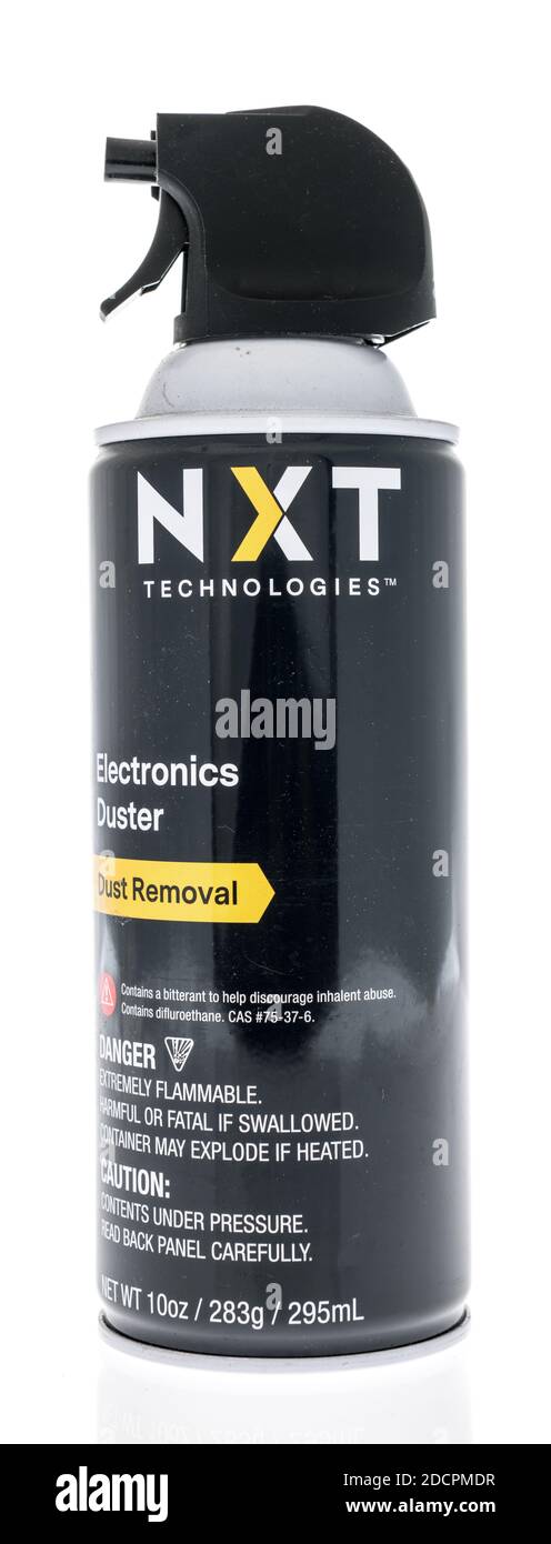 Winneconne, WI -9 November 2020: Ein Paket von NXT-Technologien kann Luft auf einem isolierten Hintergrund. Stockfoto