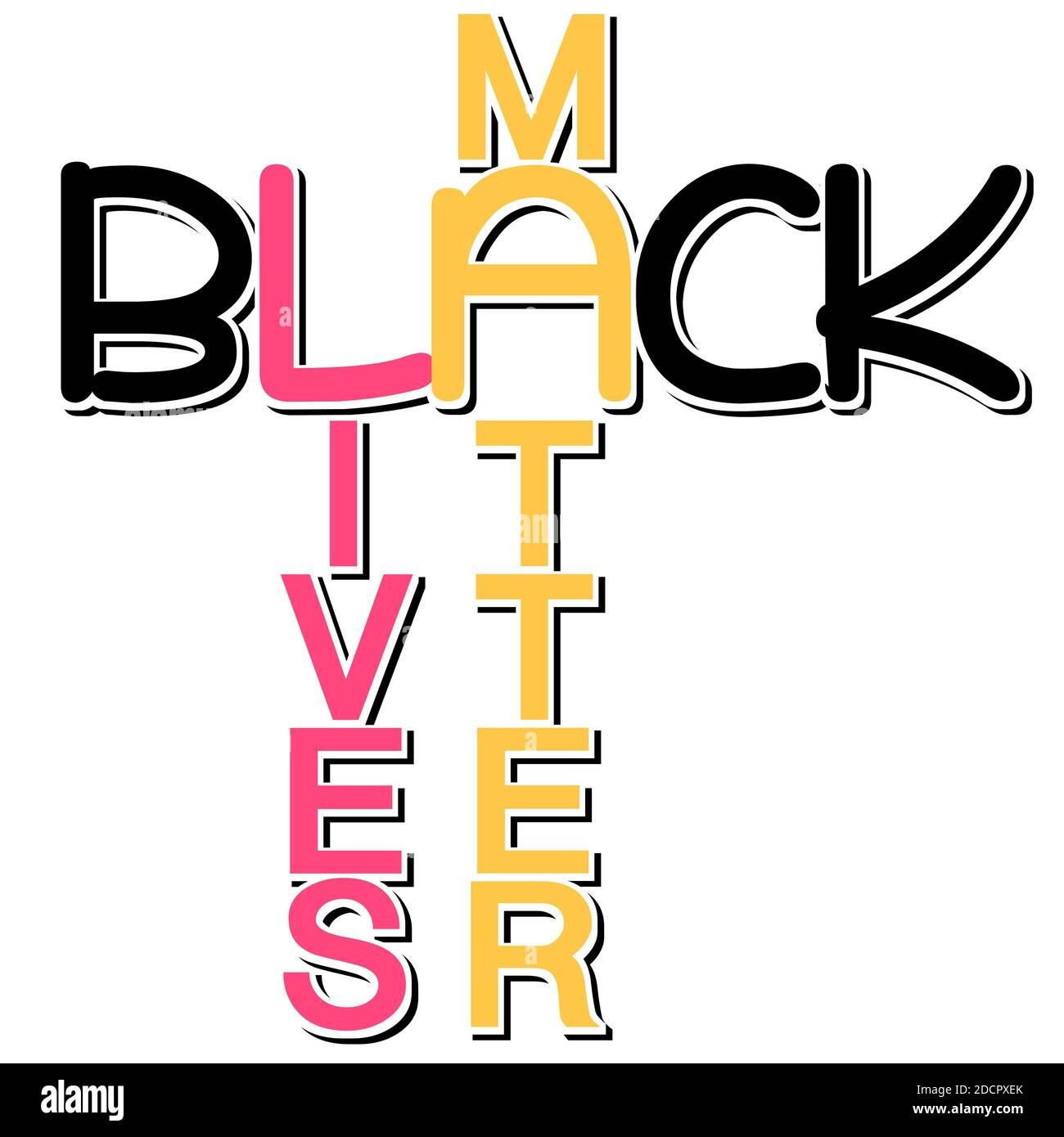 Bunte schwarze Leben Materie Banner Wort Design. Stockfoto
