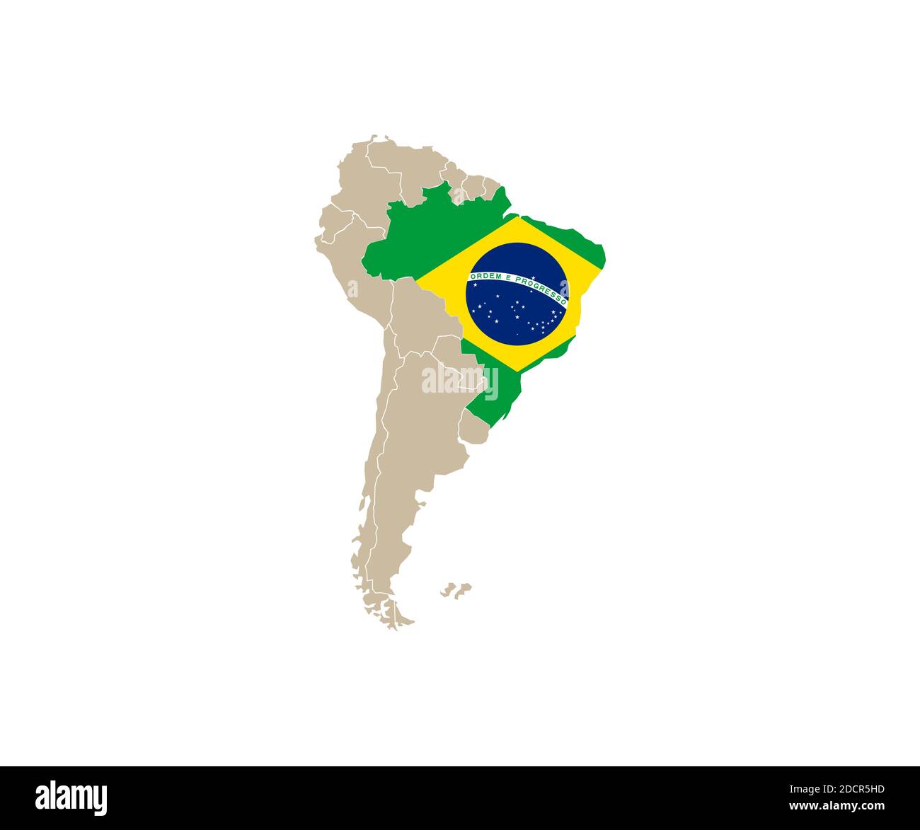 Brasilien auf Südamerika Kartenvektor. Vektorgrafik. Stock Vektor