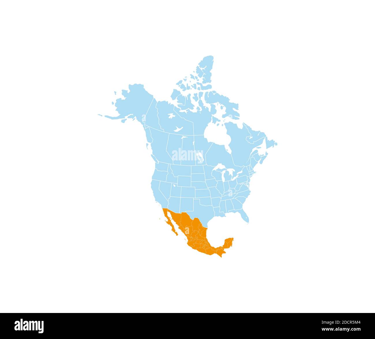 Mexiko auf Nordamerika Kartenvektor. Vektorgrafik. Stock Vektor