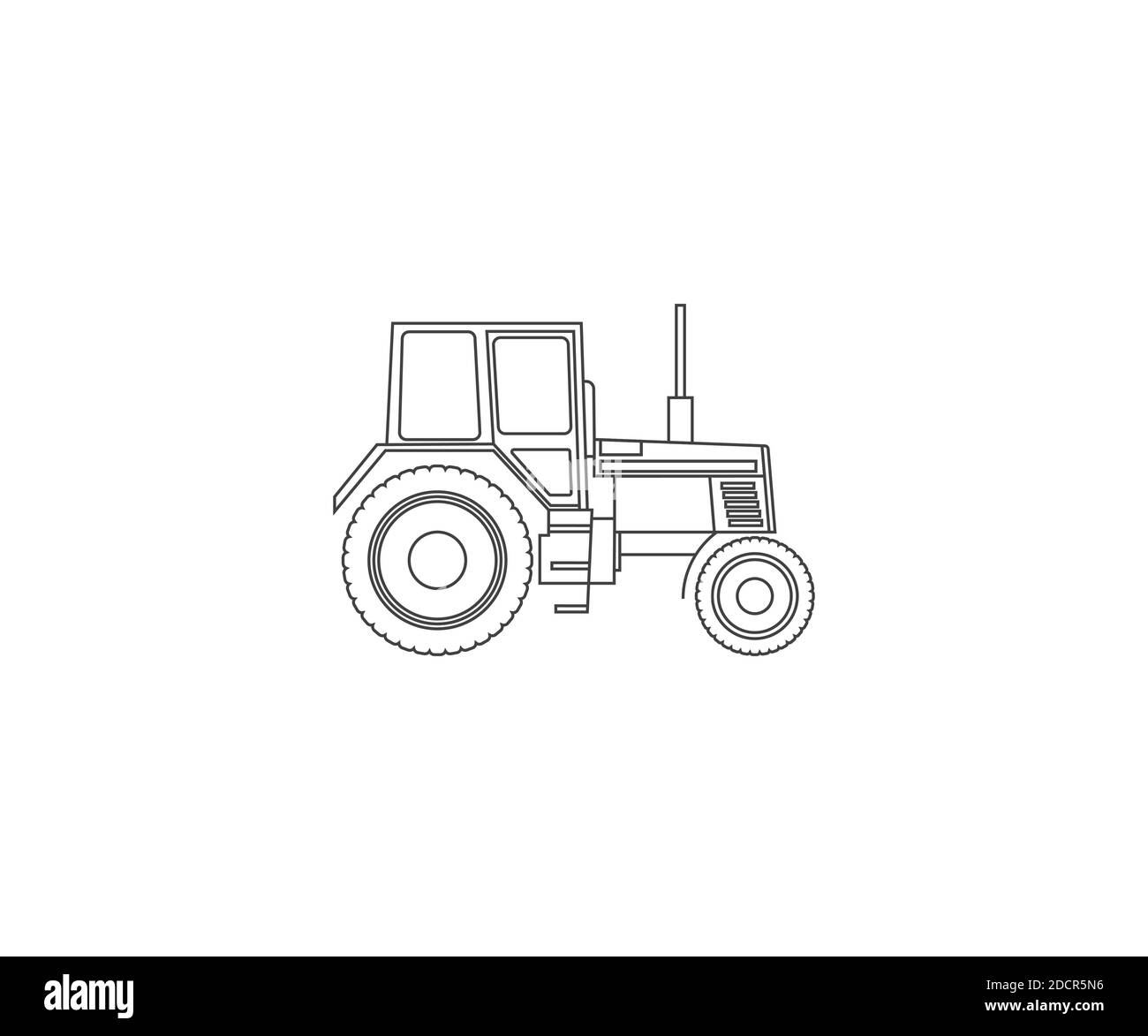 Traktor, Maschinensymbol auf weißem Hintergrund. Vektorgrafik. Stock Vektor