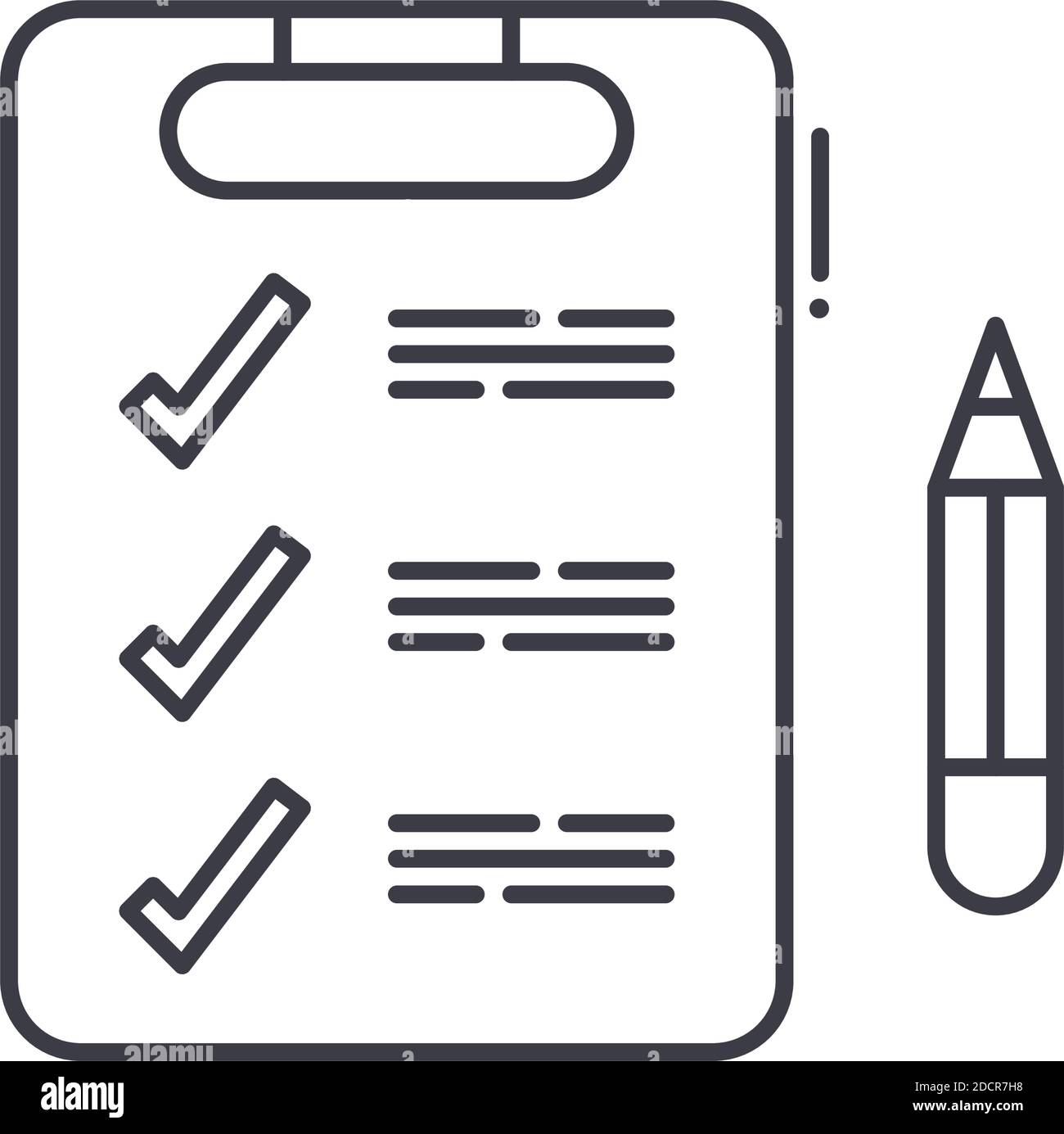 Planungs-Clipboard-Symbol, lineare isolierte Illustration, dünne Linie Vektor, Web-Design-Zeichen, Umriss-Konzept-Symbol mit editierbarer Kontur auf weiß Stock Vektor