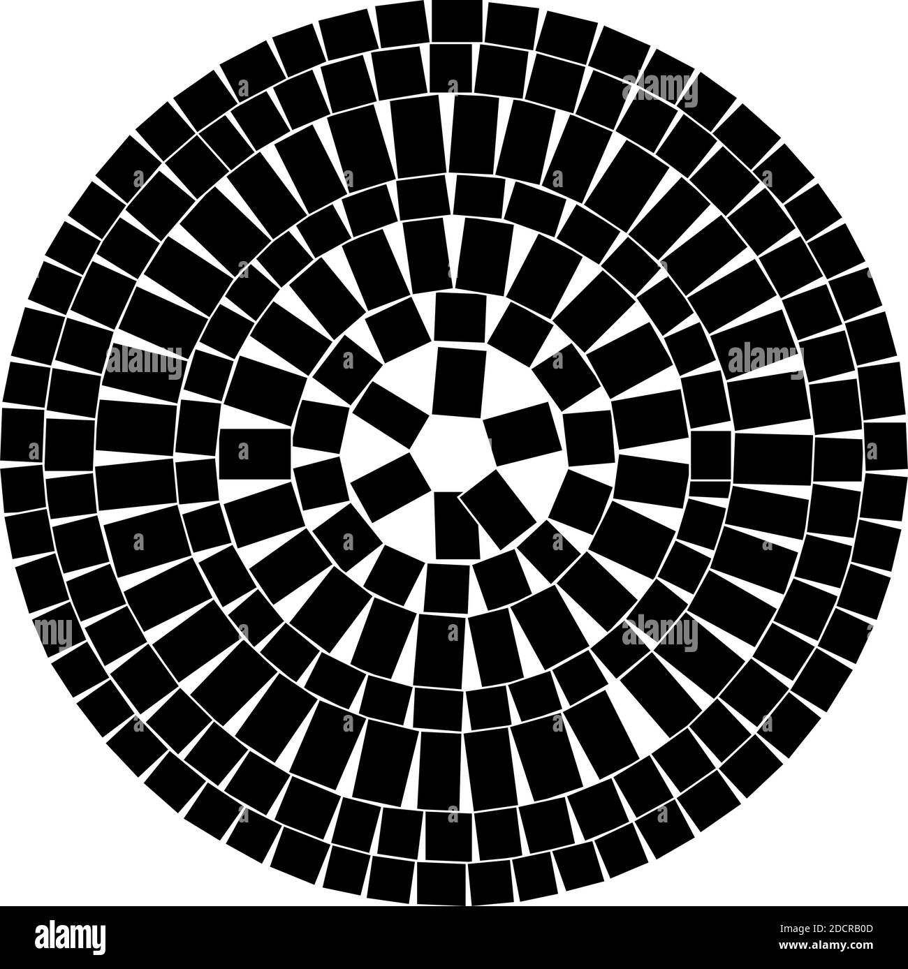 Geometrisches Kreiselement. Kreisförmiges Mauerwerk, Steinkreise aus Mauerwerk. Abstrakte Draufsicht gut – Stock Vektor Illustration, Clip Art Grafiken Stock Vektor