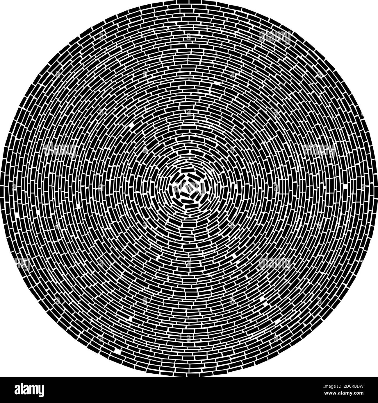 Geometrisches Kreiselement. Kreisförmiges Mauerwerk, Steinkreise aus Mauerwerk. Abstrakte Draufsicht gut – Stock Vektor Illustration, Clip Art Grafiken Stock Vektor