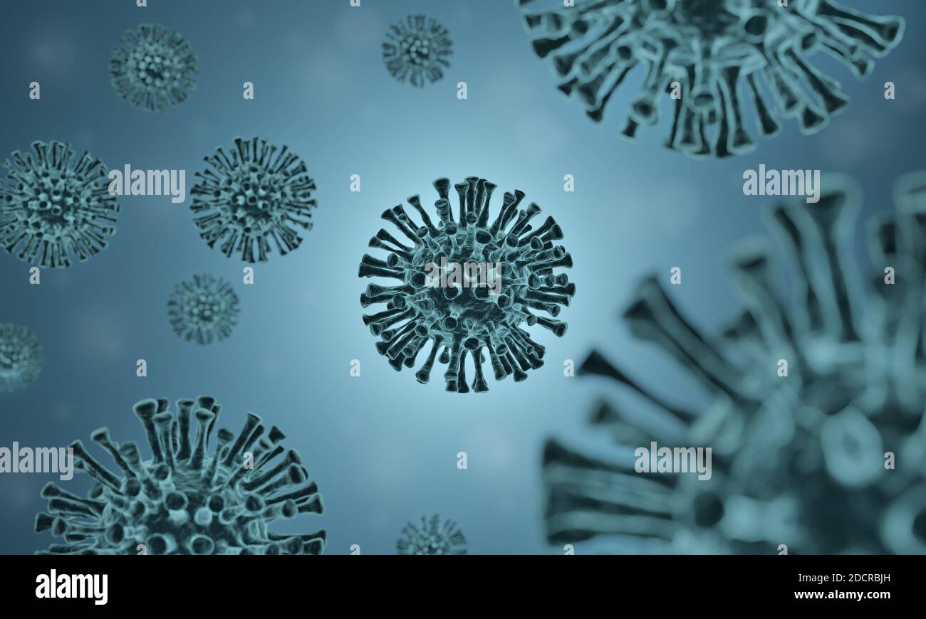 Leerer Hintergrund mit Virus Coronavirus covid-19. Medizinkonzept. 3d-Rendering Stockfoto