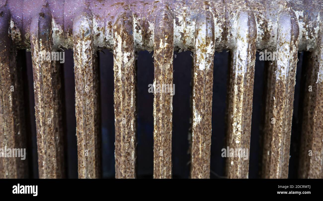 Roststruktur an Metallwänden, korrosivem Metall, industriellen Hintergründen Stockfoto