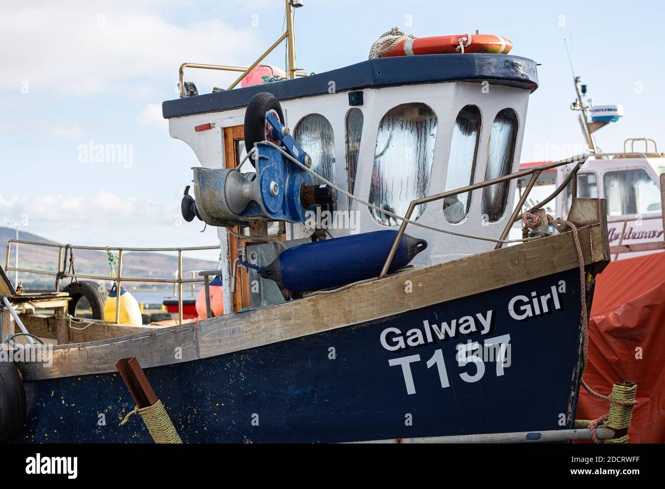 Kleines Fischerboot, Galway Girl, in Knightstown, Valentia, County Kerry, Irland Stockfoto