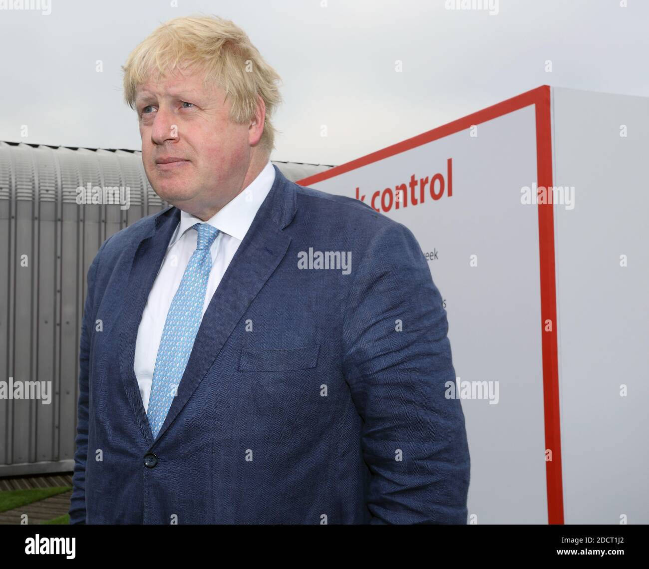Boris Johnson, bei der Vote Leave Rallye im Jahr 2016 Vote Leave Rallye auf Formans Fish Island in East London angesprochen Stockfoto