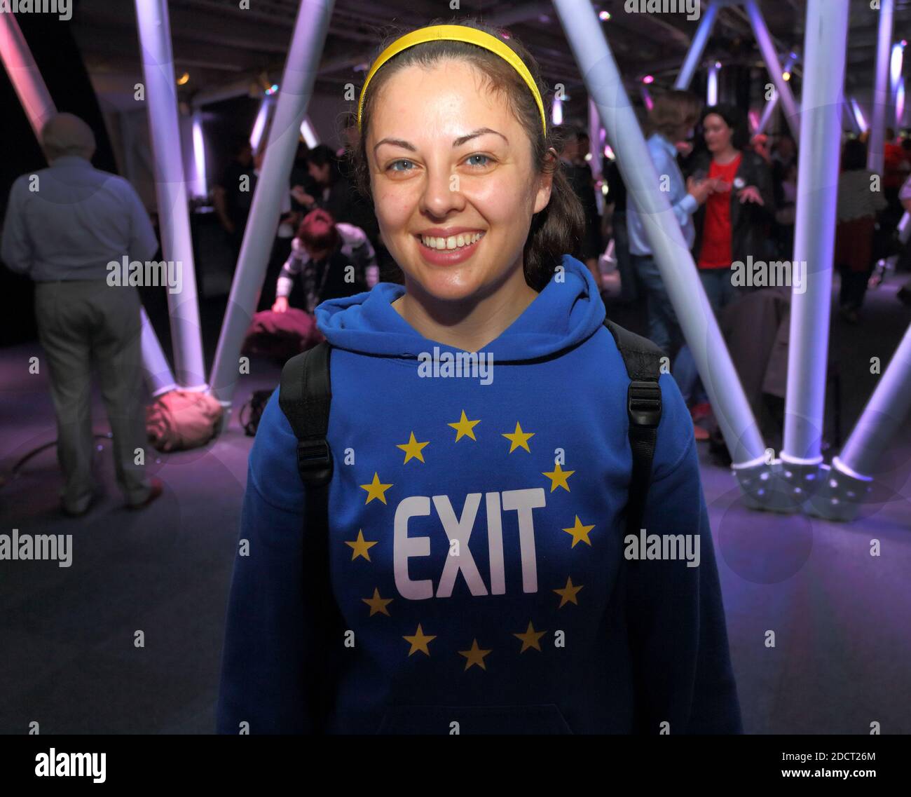 Großbritannien /London /Stimme Verlassen Rallye/ Stimme Verlassen Unterstützer tragen EXIT Europe Hoodie. Stockfoto