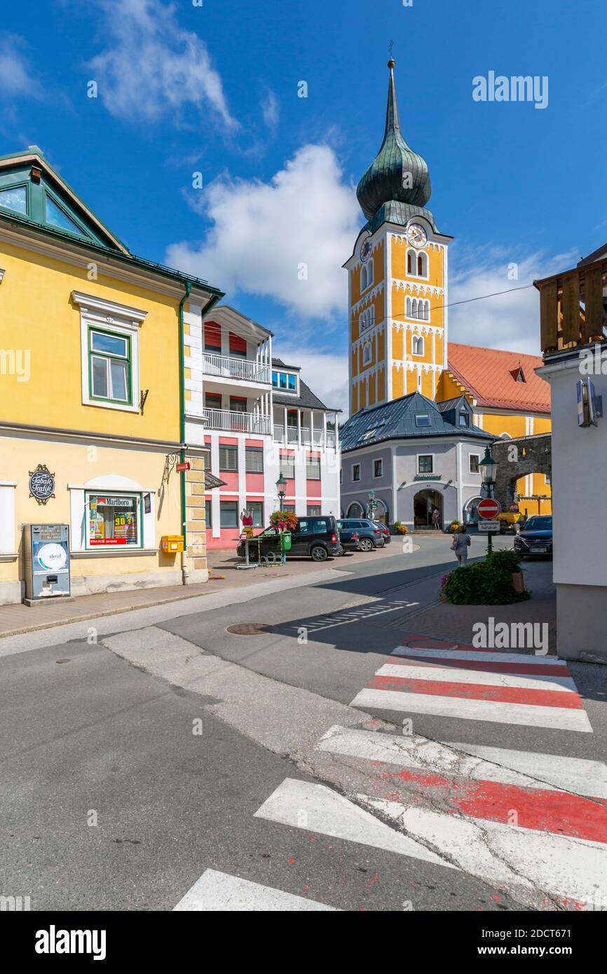 Blick auf Heiliger Achatius, Schladming, Schladming, Steiermark, Tirol, Österreich, Europa Stockfoto